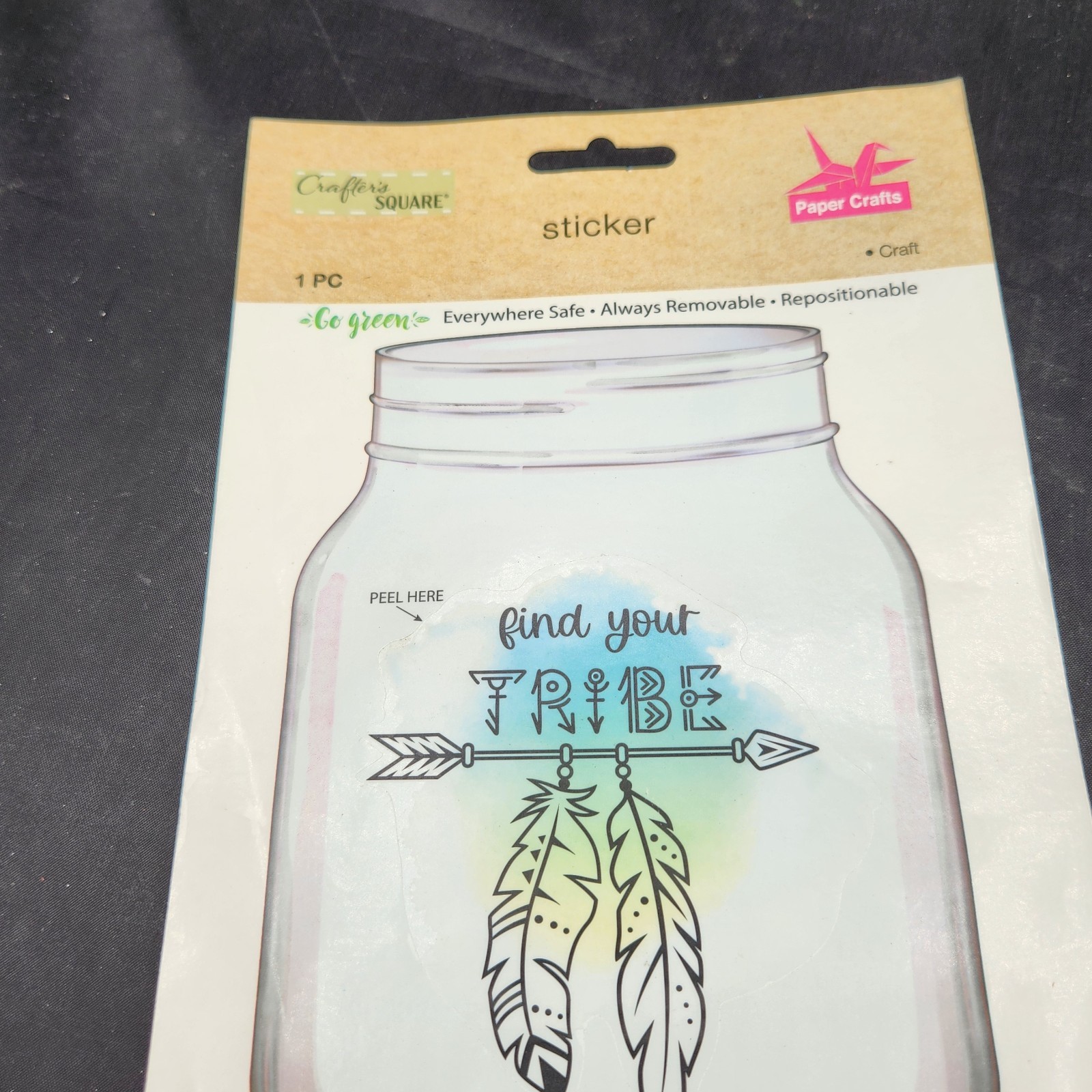 Crafter’s Square Find Your Tribe Glass Jar Sticker Removable Repositionable
