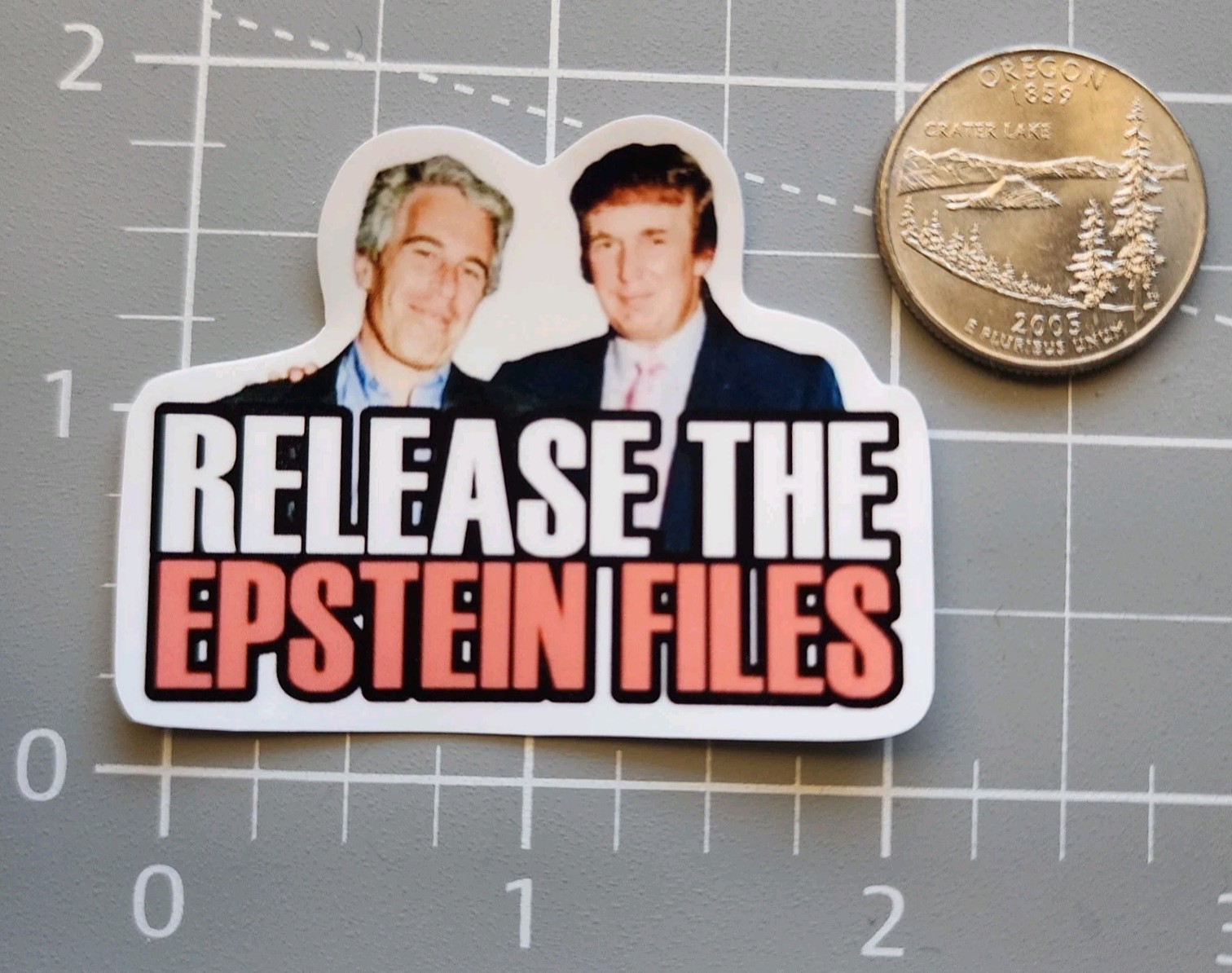 Release The Epstein Files ~ 2″ Vinyl Sticker ~ Donald Trump & Jeffrey ~