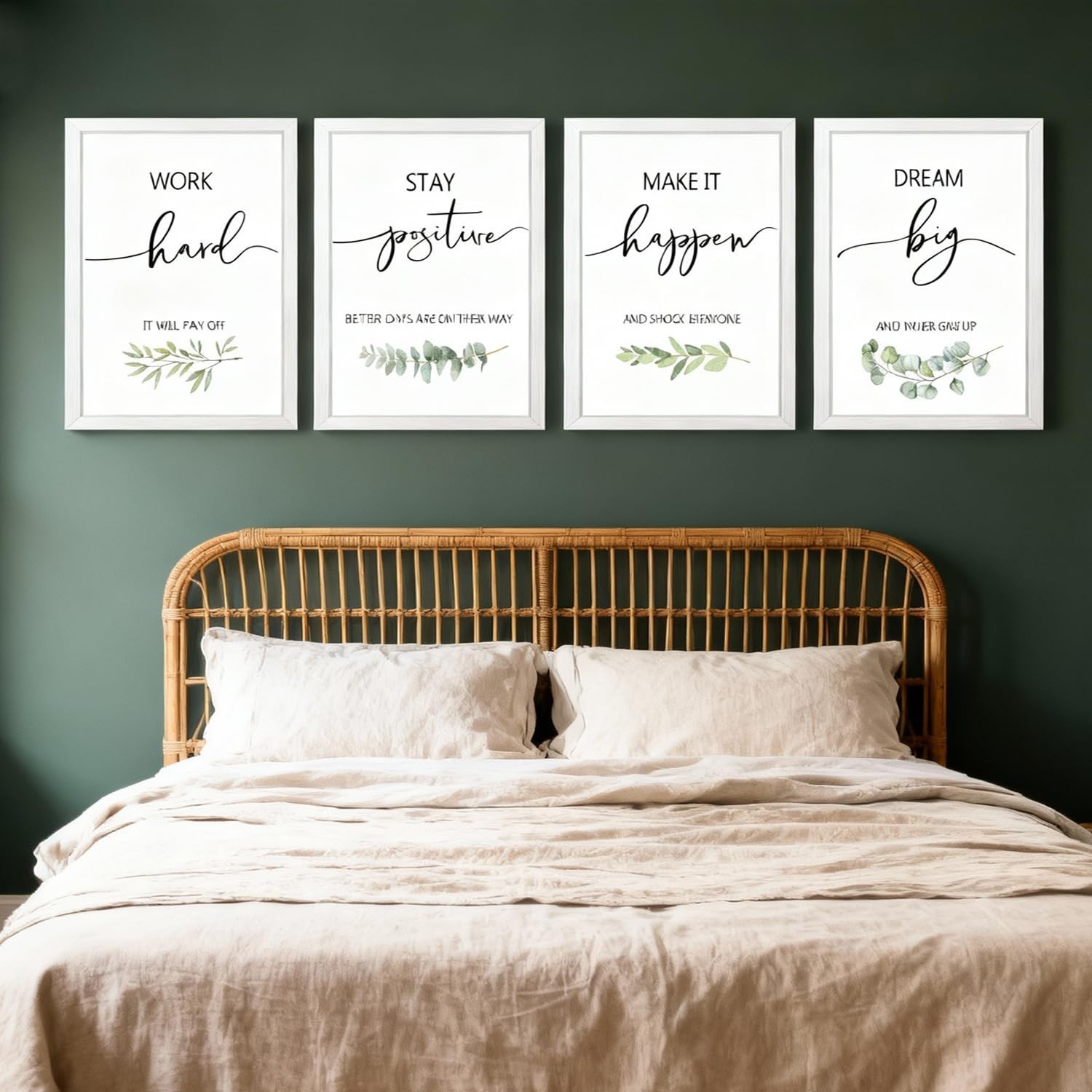 Motivational Wall Art Set of 4, 16 x 11 Inch Framed Inspirational Quotes Prin…