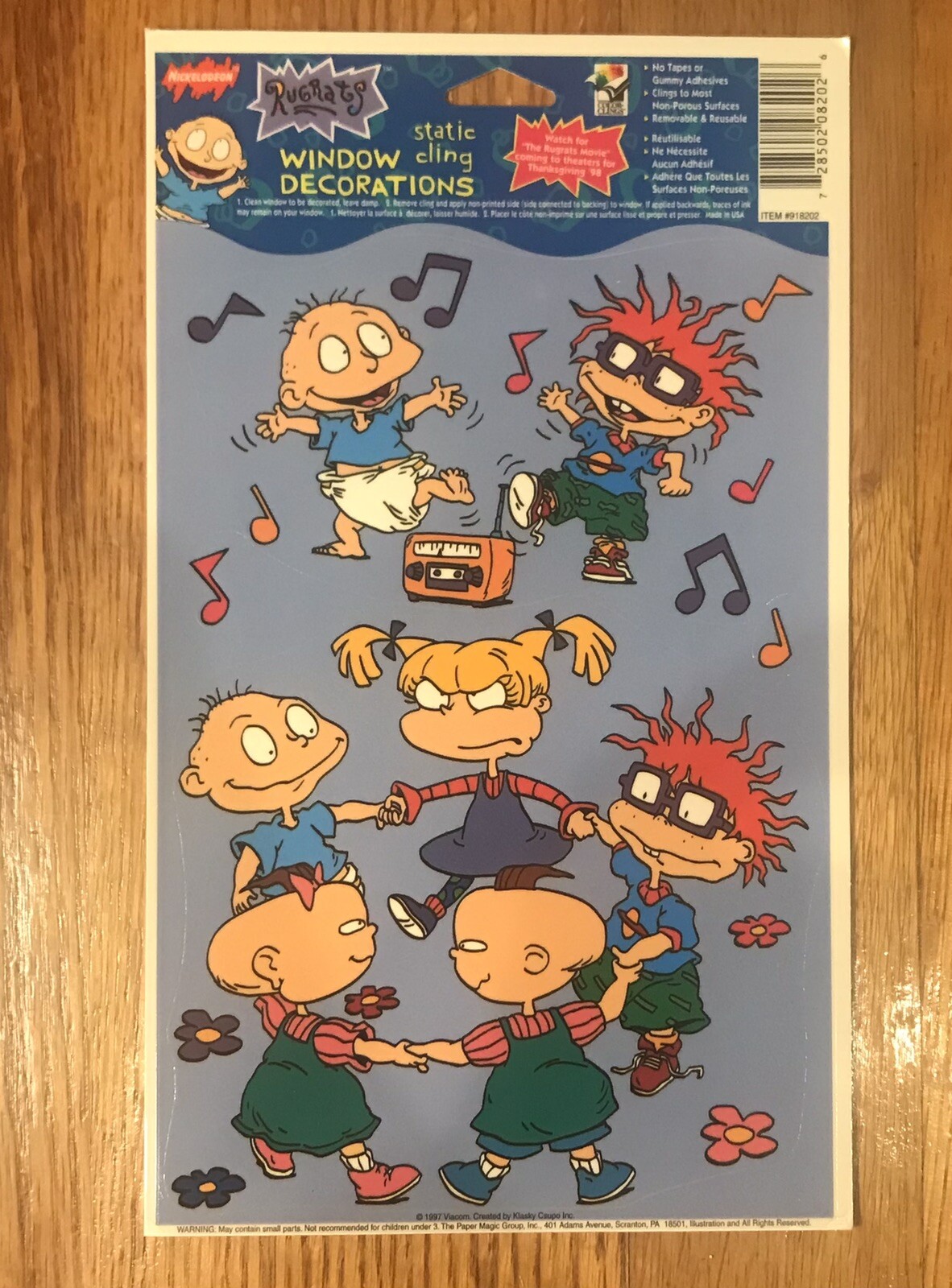 Vtg Rugrats Nickelodeon Static Cling Window Decorations Tommy Chuckie Lot Of 4