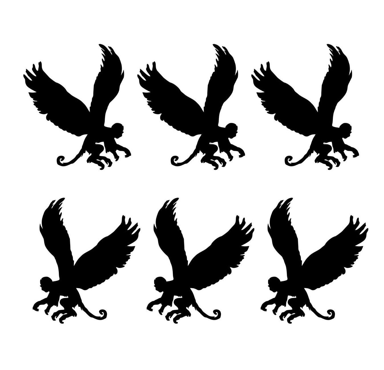 Flying Monkeys – Set of 6 – Car or Wall or Sign Vinyl Decal – Select Color