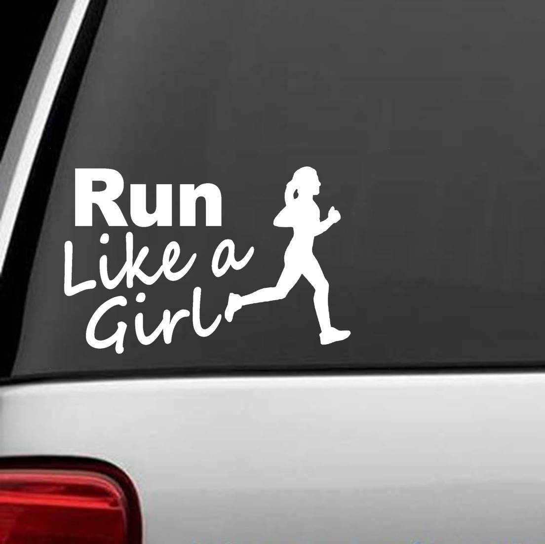 Run Like A Girl Decal Sticker Runner Running Marathon 5K 10K 13.1 26.2 Art E1055