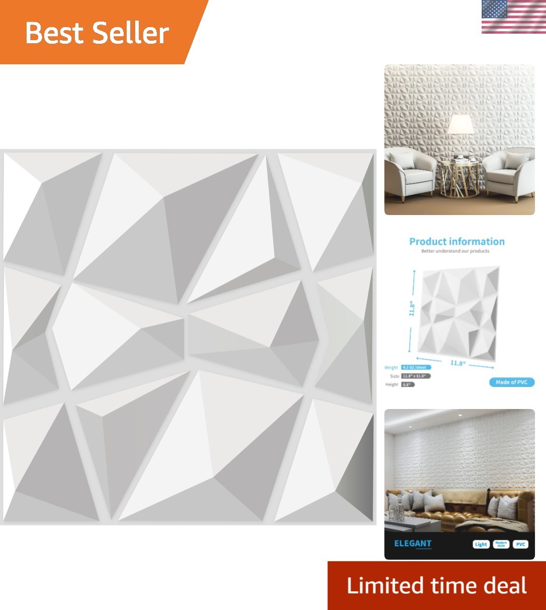 12×12″ PVC Wall Panels – 33 Pack in Mat White for Stylish Room Makeover