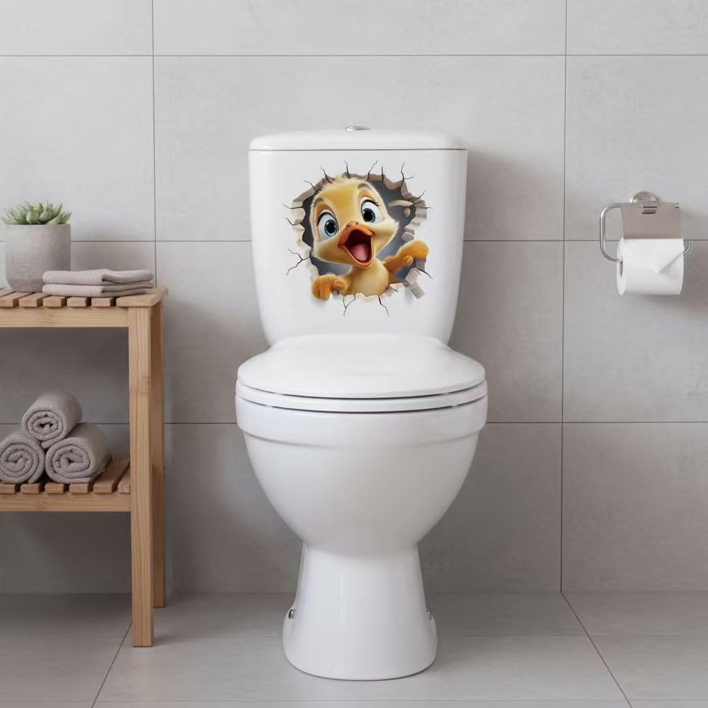 1 PCS Cute Duck Sticker, Bathroom Toilet Stickers for Wall Decals Toilet Seat Li