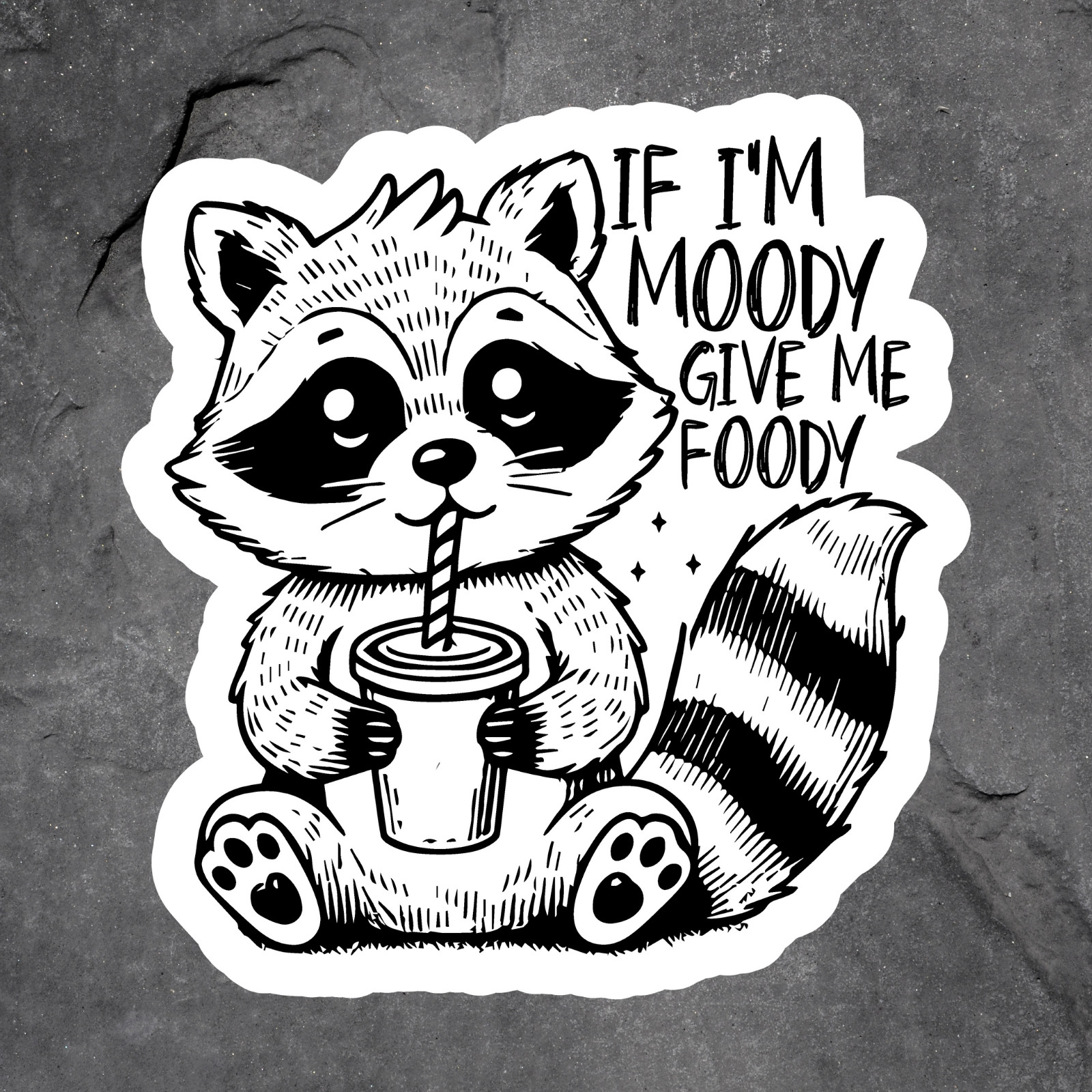 Raccoon Sticker Vinyl Decal If Im Moody Give Me Foody Funny Cute