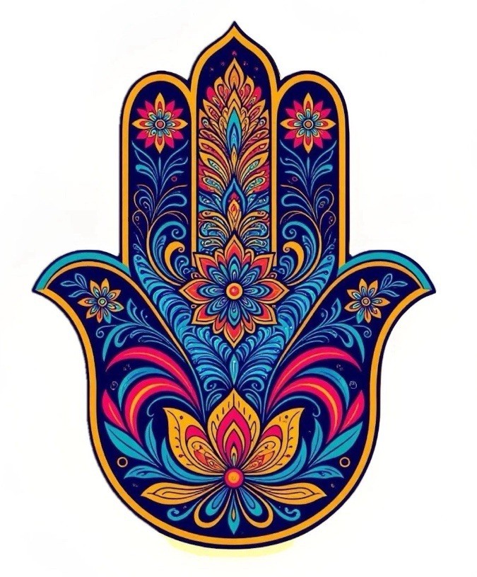 Sacred Geometry Psychedelic Floral HAMSA Die-Cut Waterproof Sticker