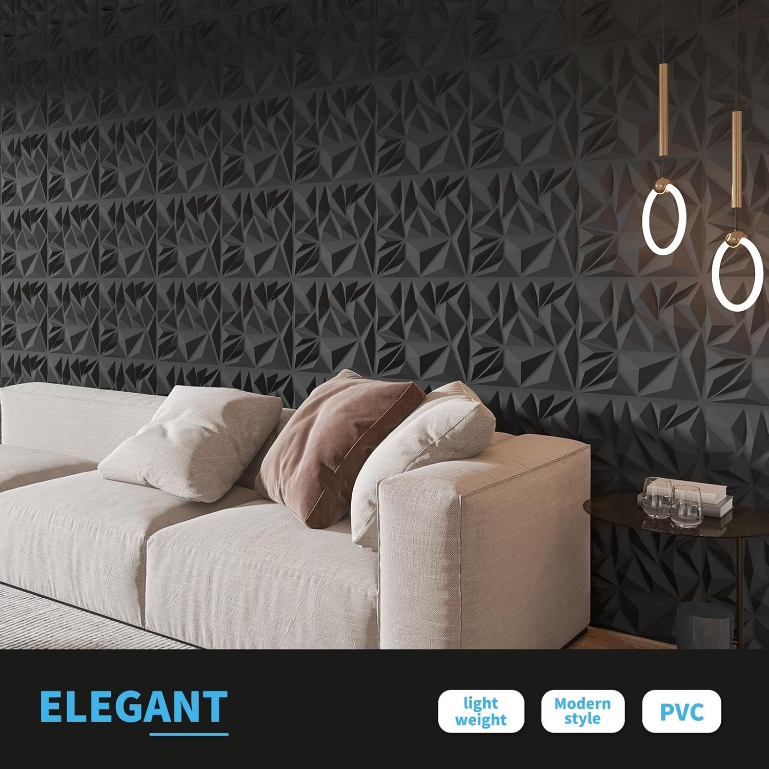 33-Pack 3D Wall Panels for Interior Wall Decor, Modern Diamond Textured Accent W
