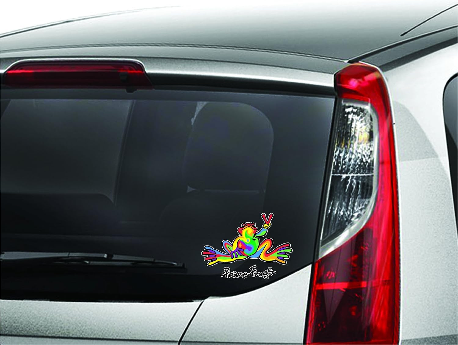 Peace Frogs Multi-Color Peace Frogs Car Sticker, Outdoor Rated Vinyl St