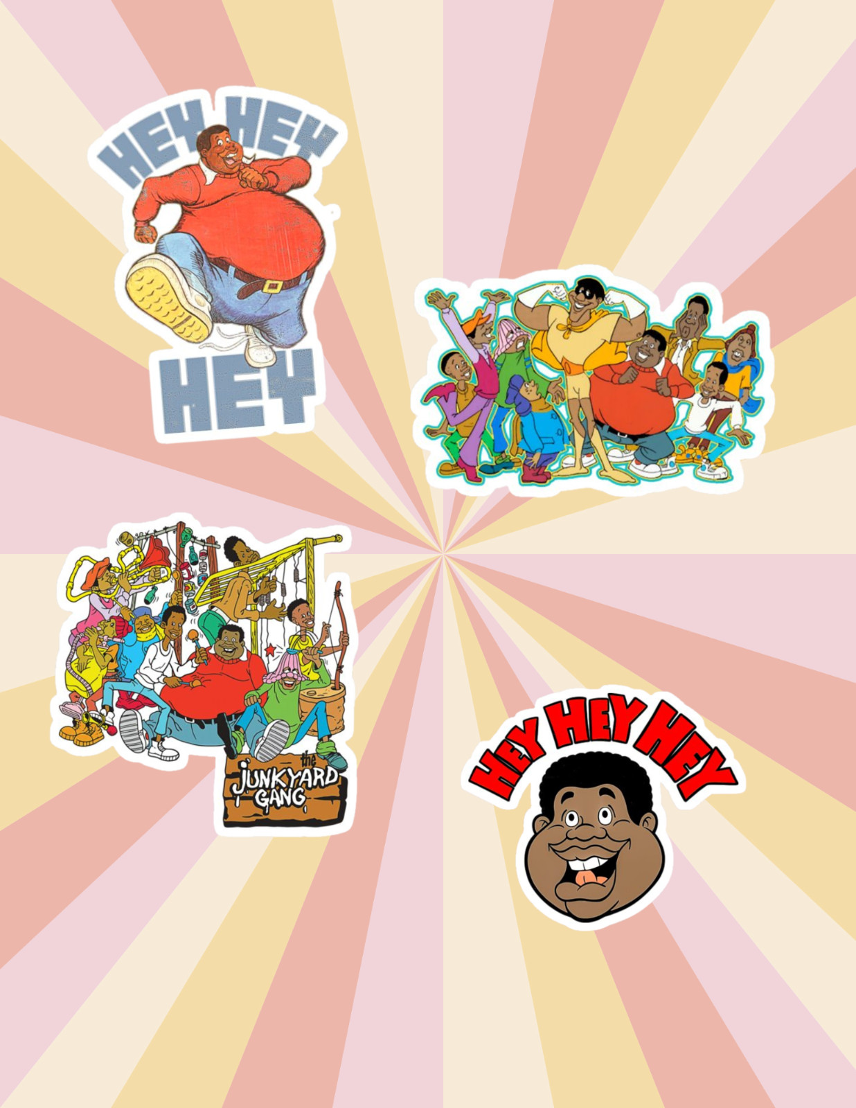 Fat Albert Cartoon Reto 4pc Sticker Pack
