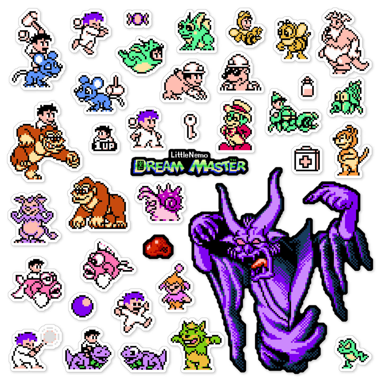 Little Nemo The Dream Master Stickers Nintendo NES Pixel Art 37 Sticker Pack