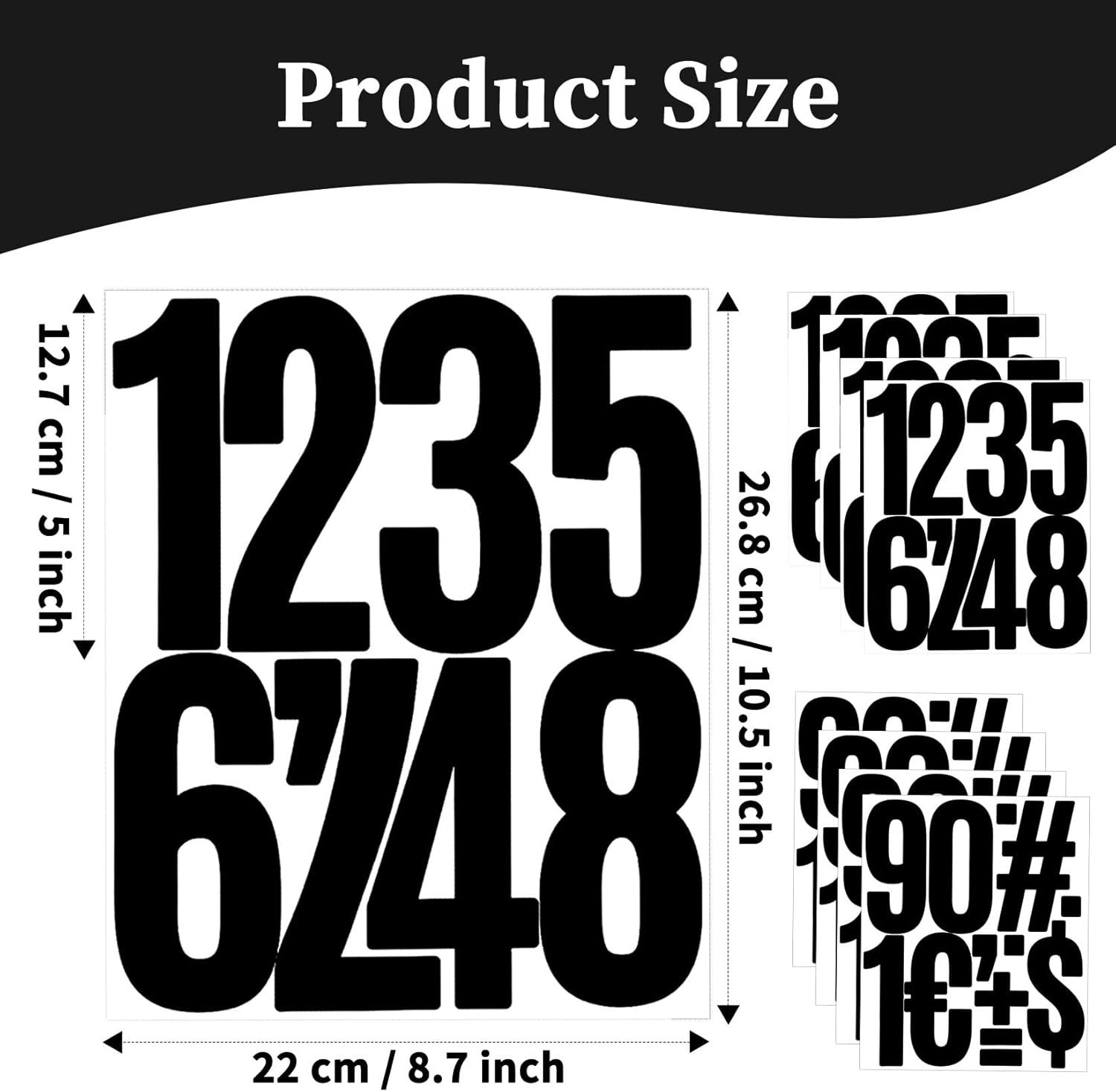 5 Inch Vinyl Number Stickers,88 Pieces Self-Adhesive Large Numbers 0-9 and Pu…