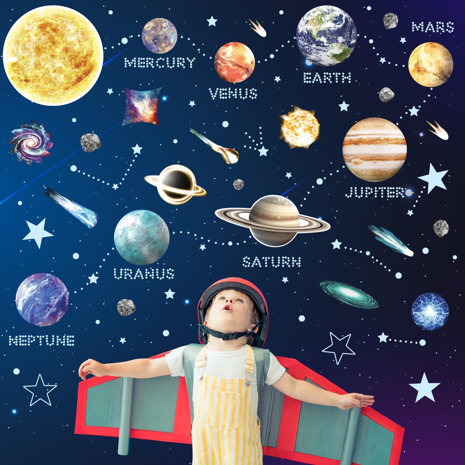 Glow in The Dark Stars and Planets for Ceiling, Robmoda Glow Solar System Wal…