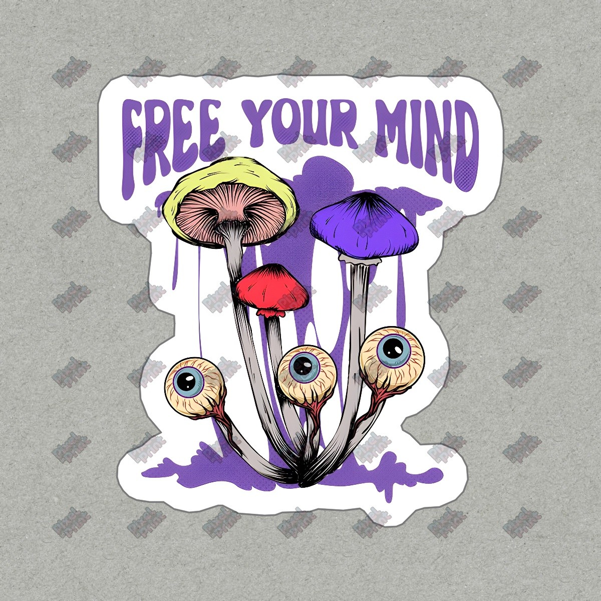 Free Your Mind Psychedelic Mushroom Vinyl Sticker Colorful Decal for #715543