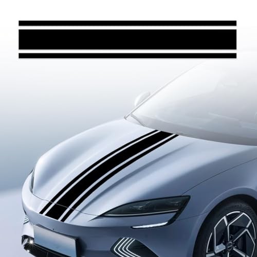 49″x 8.7″ Car Hood Stripe Sticker Decal, Vinyl Auto Racing Body Side Black