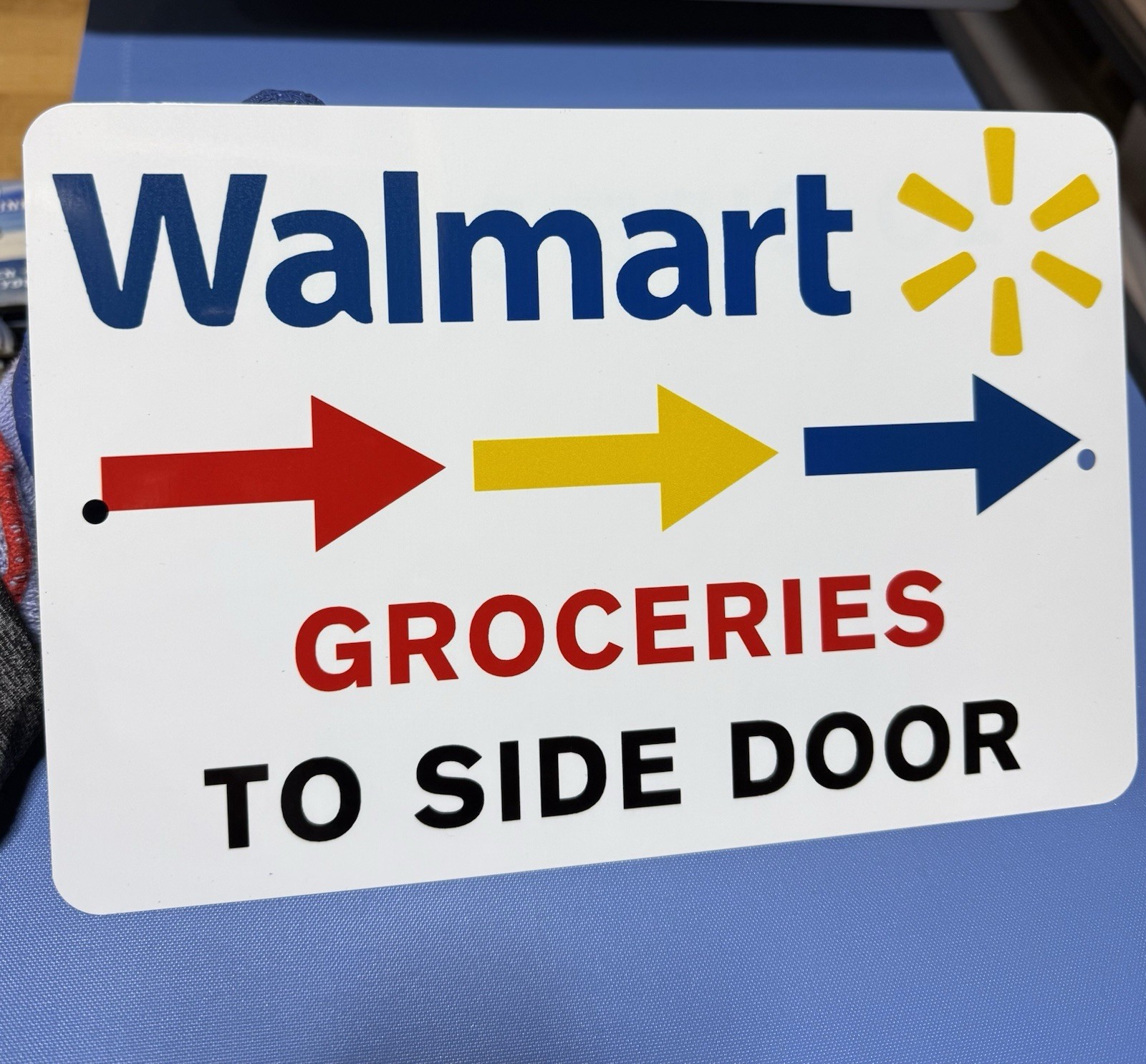 Walmart side door aluminum sign for groceries delivery place here 8 x 12