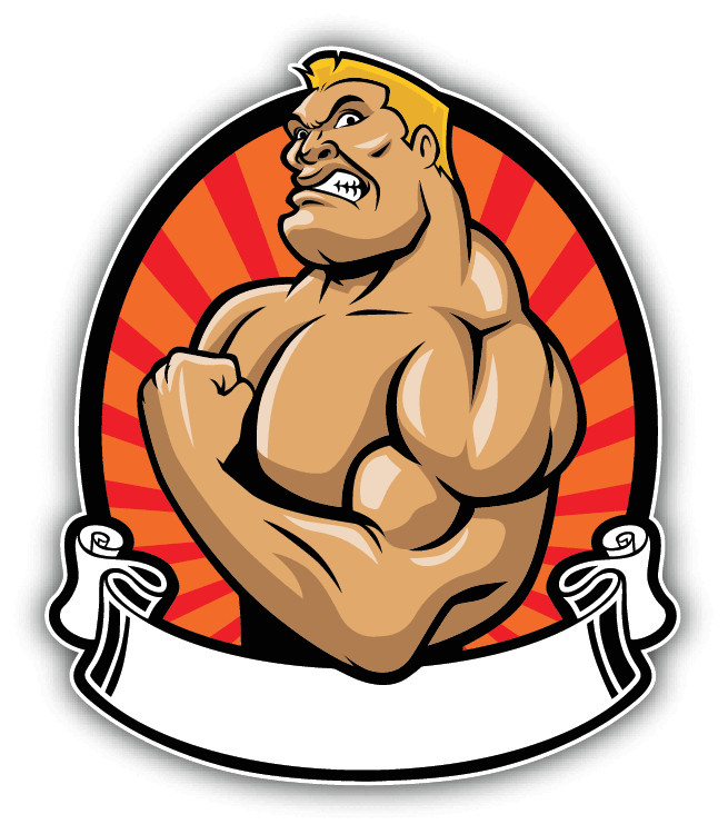 Bodybuilder Sport Cartoon Muscular Car Bumper Sticker Decal