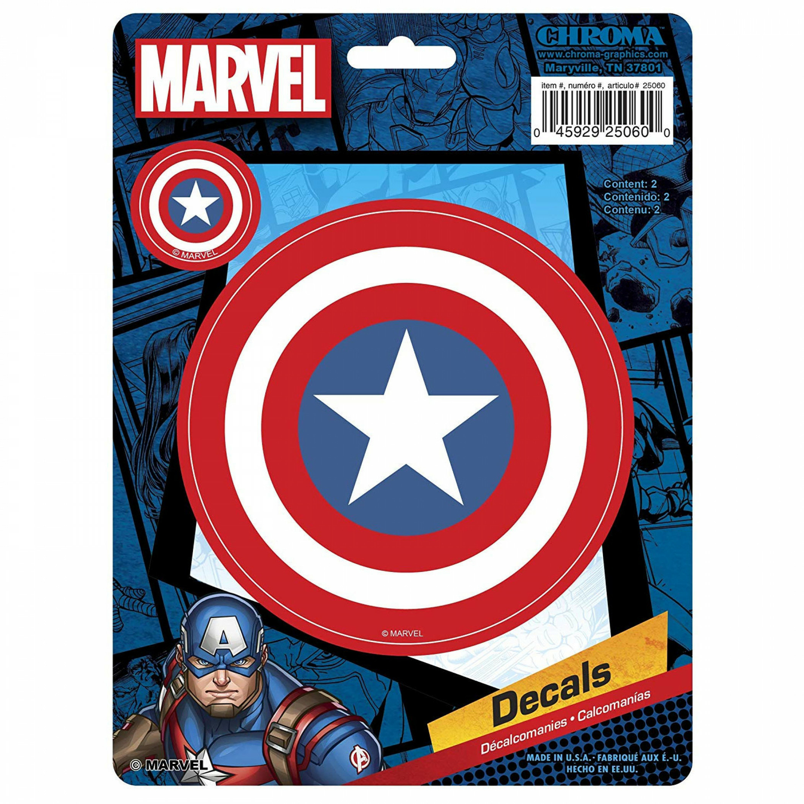 Captain America Shield Car Emblem Multi-Color