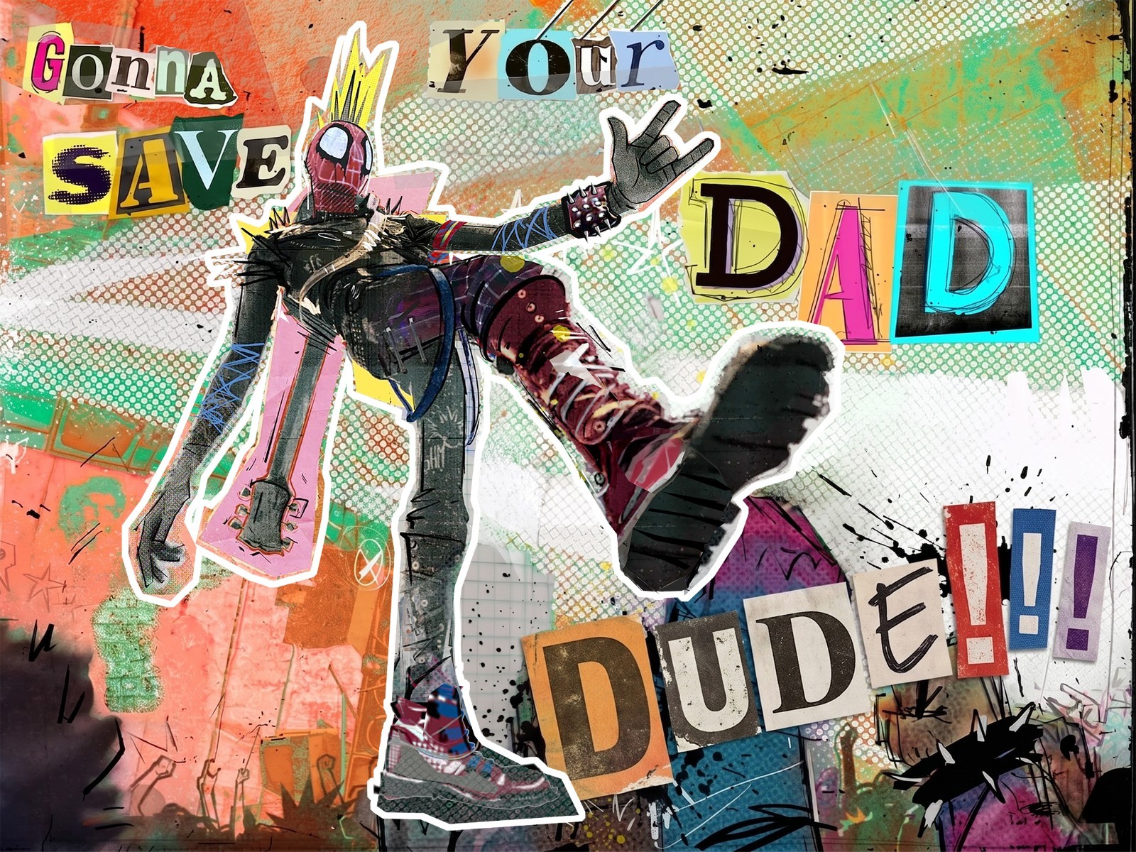 Spider-Punk Save Your Dad — Hobie Fan Art Kiss-Cut Sheet