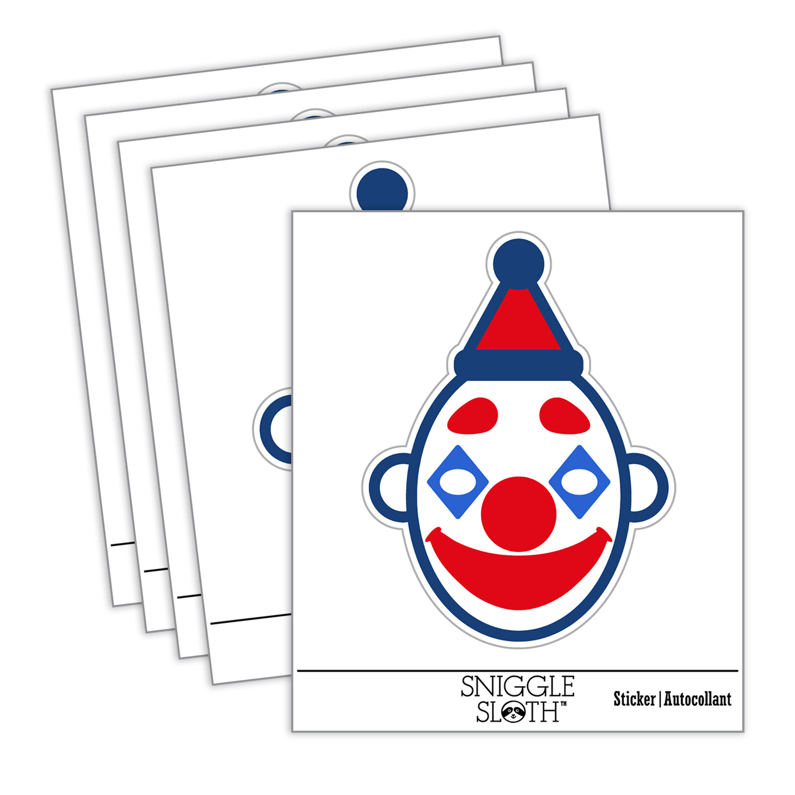 Classic Clown Head Circus Carnival Laptop Water Bottle Car Window Sticker 5 Pack