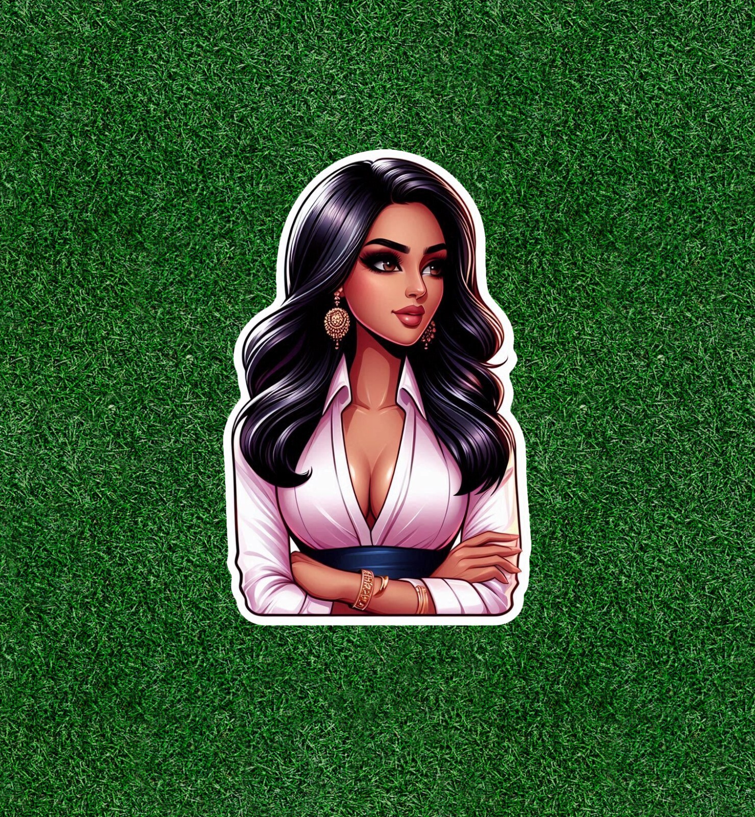 Beautiful Indian lady in business suit vinyl decal sticker – many sizes