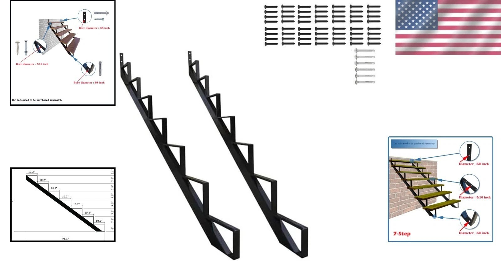 Easy Installation 7 Step Stair Stringer`