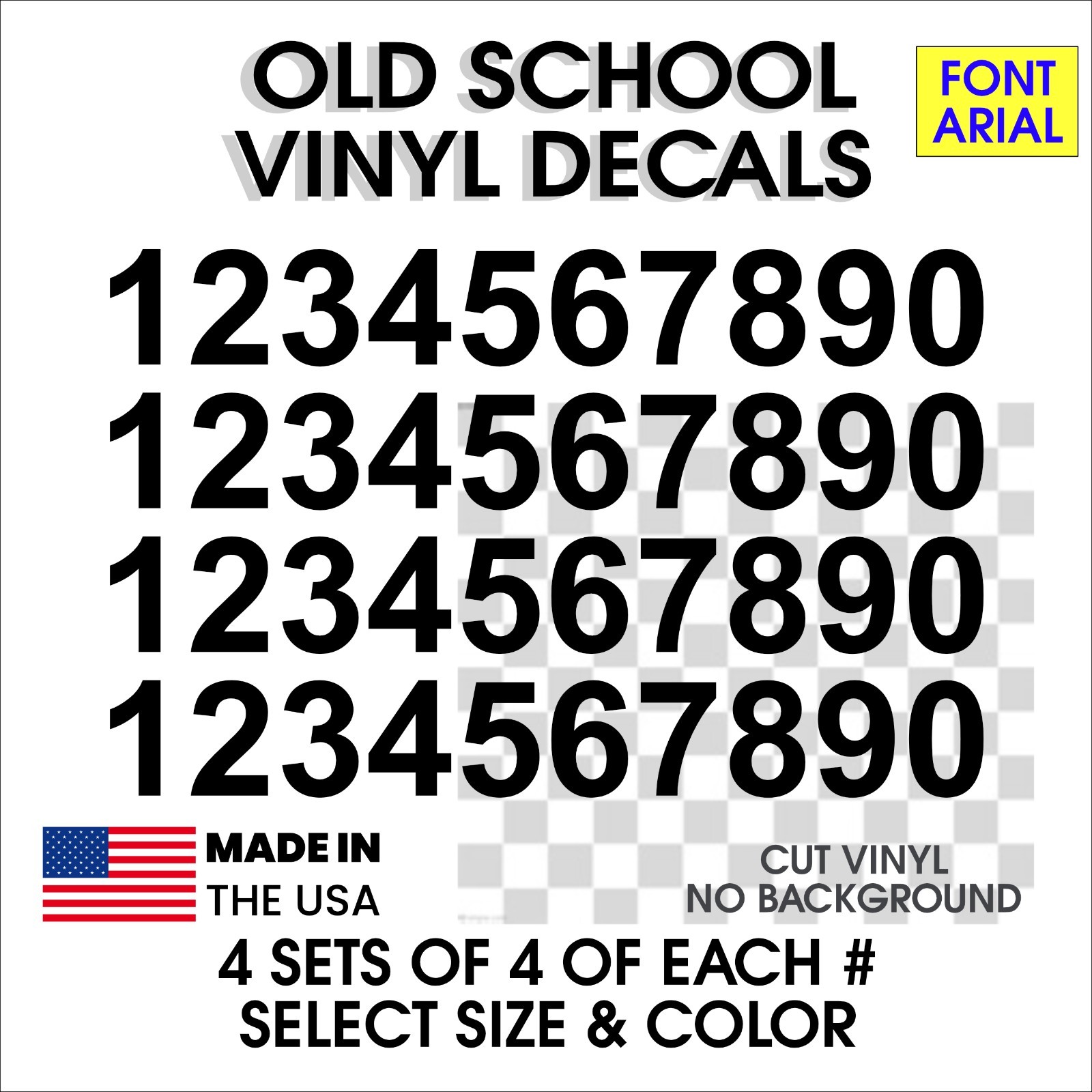 0-9 Numbers Vinyl Sticker Decals Set of 40 – Select Color & Size 1″ to 4″
