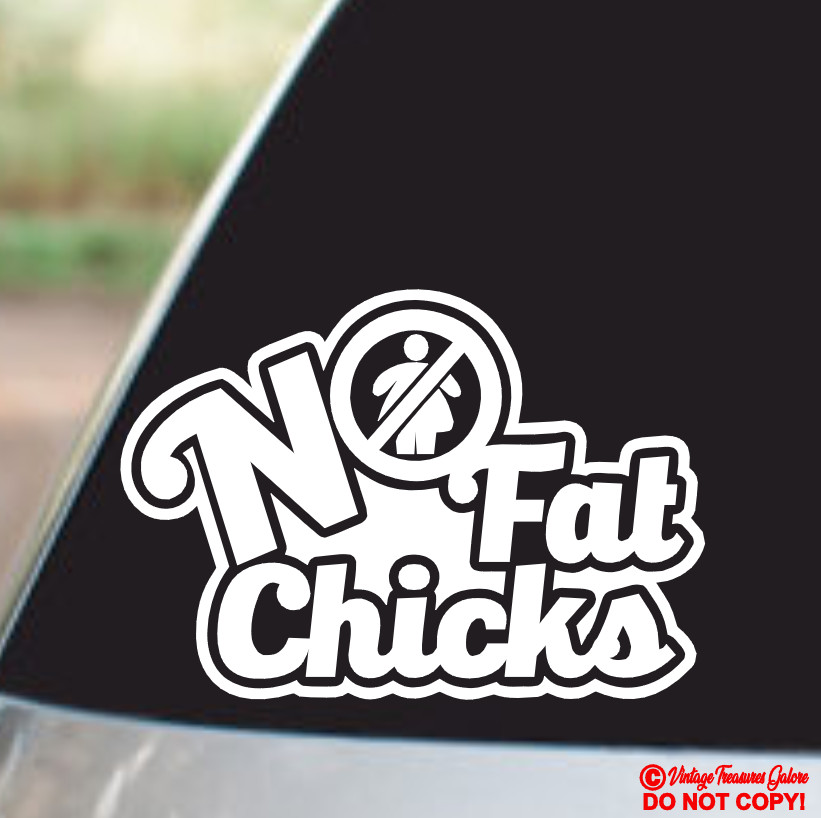 NO FAT CHICKS Vinyl Decal Sticker Car Window Wall Bumper FUNNY BIG GIRL INSULT