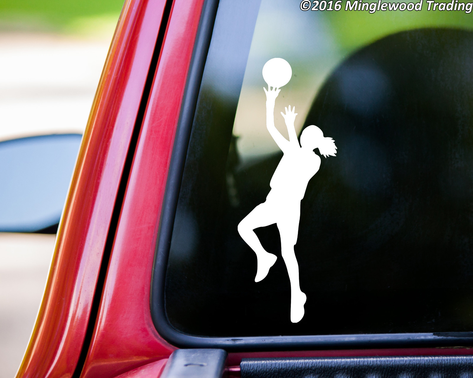 Girl Basketball Player vinyl decal sticker 6.5″ x 2.5″ Female Womens