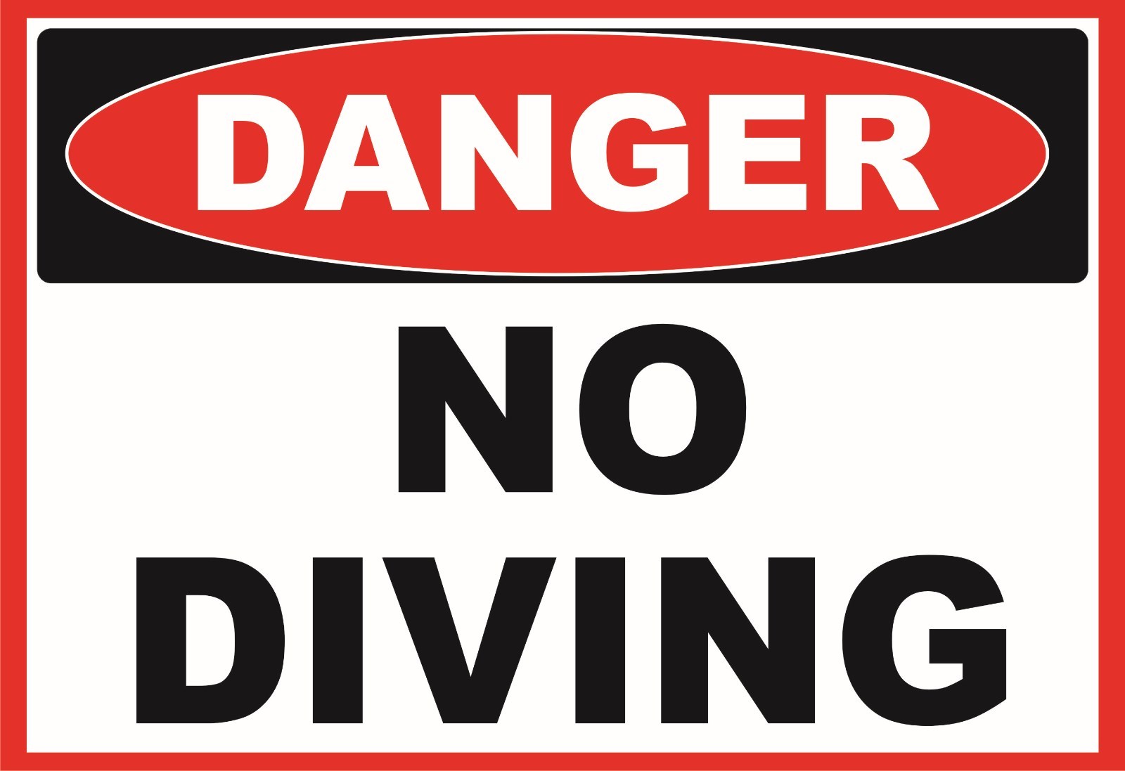 DANGER NO DIVING OSHA Decal Free Shipping