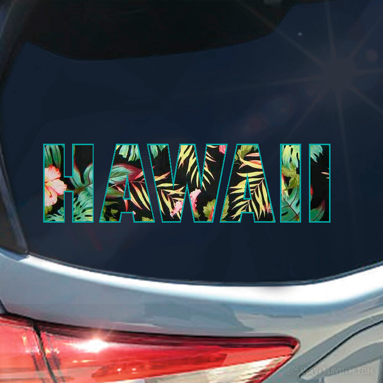 Hawaii Floral Text sticker decal text Hawaii native local 808 HI HNL