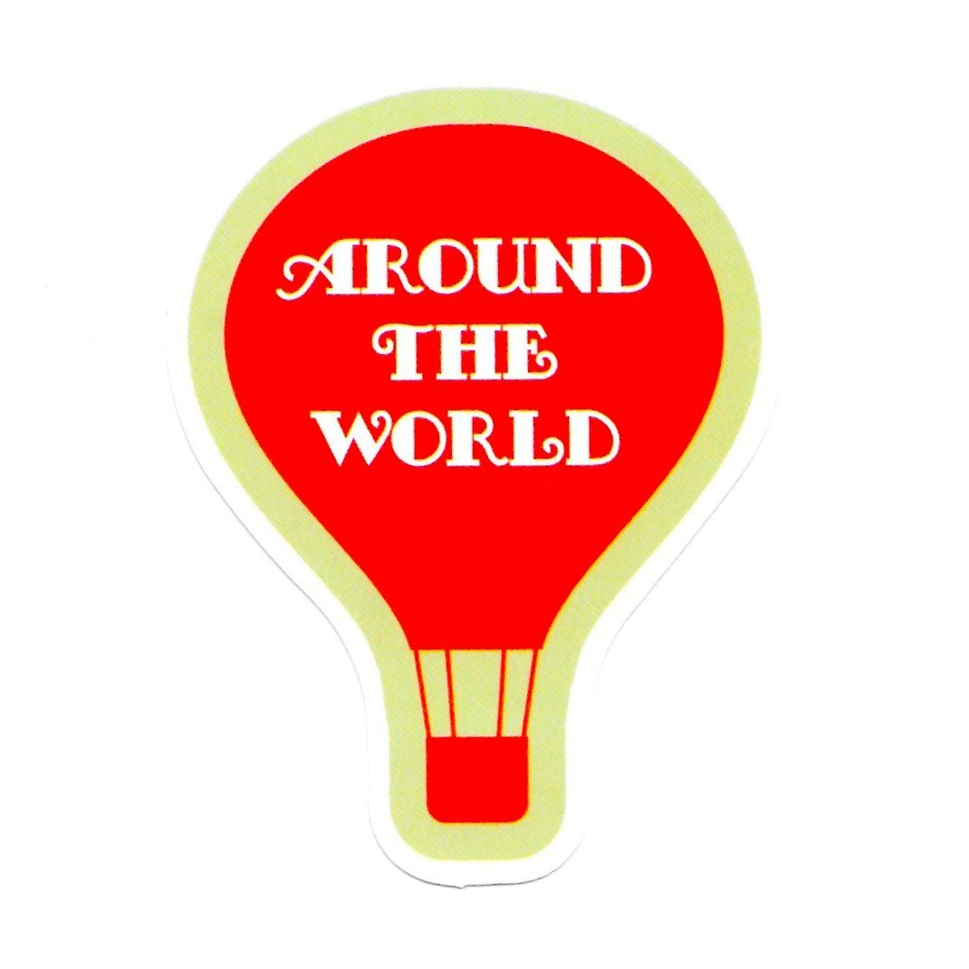 Around The World Vinyl Sticker Hot Air Balloon Travel Adventure Decal Gift