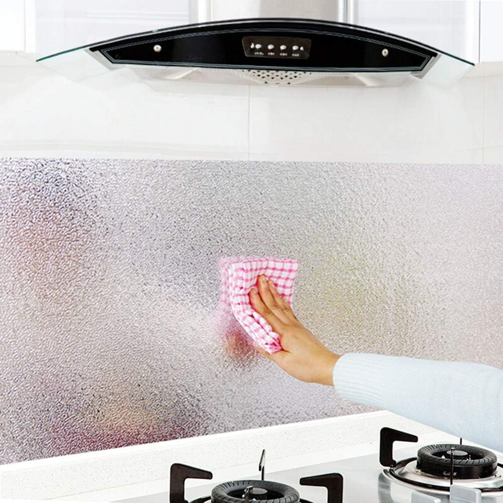 Silver Contact Paper for Kitchen Oil Proof Waterproof Sticker Aluminum Foil Kitc