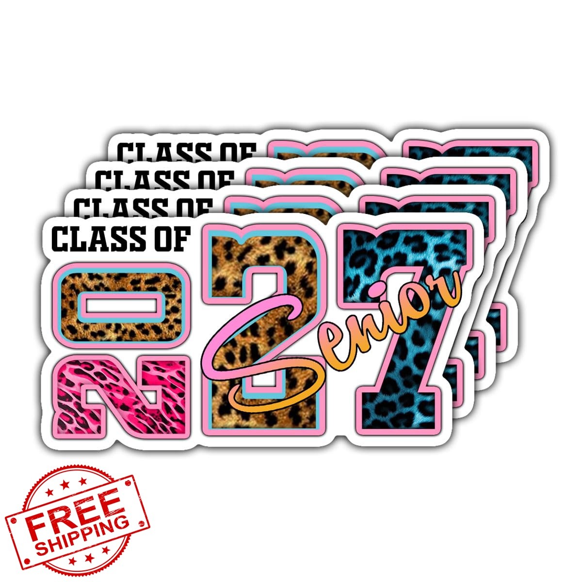 Vybonz Senior 2027 3 Inch Leopard Print Sticker Pack
