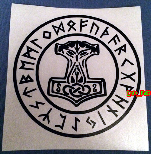 THORS HAMMER VINYL DECAL STICKER mjolnir asatru tyr viking rune odin norse runes