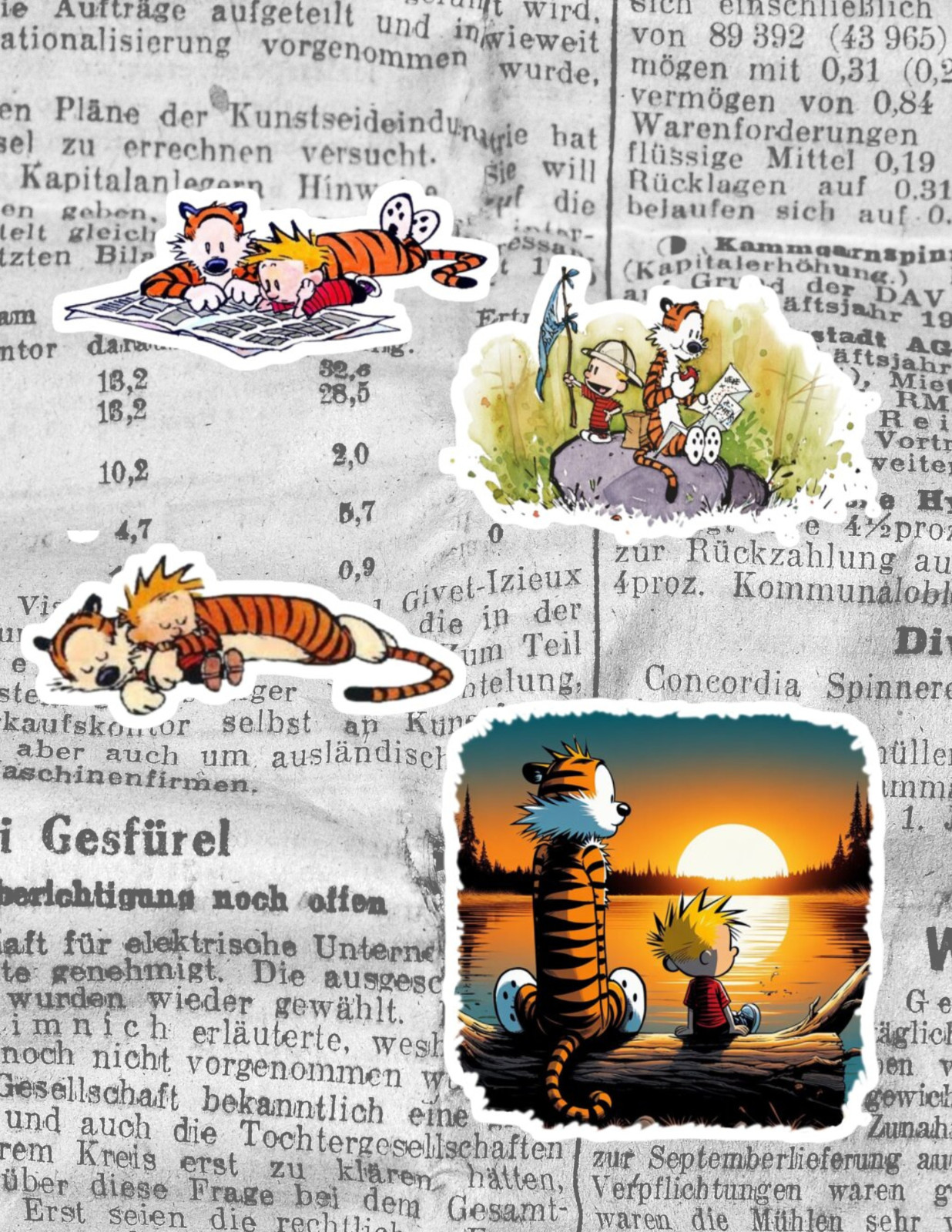 Calvin And Hobbes Retro Cartoon Sticker Pack