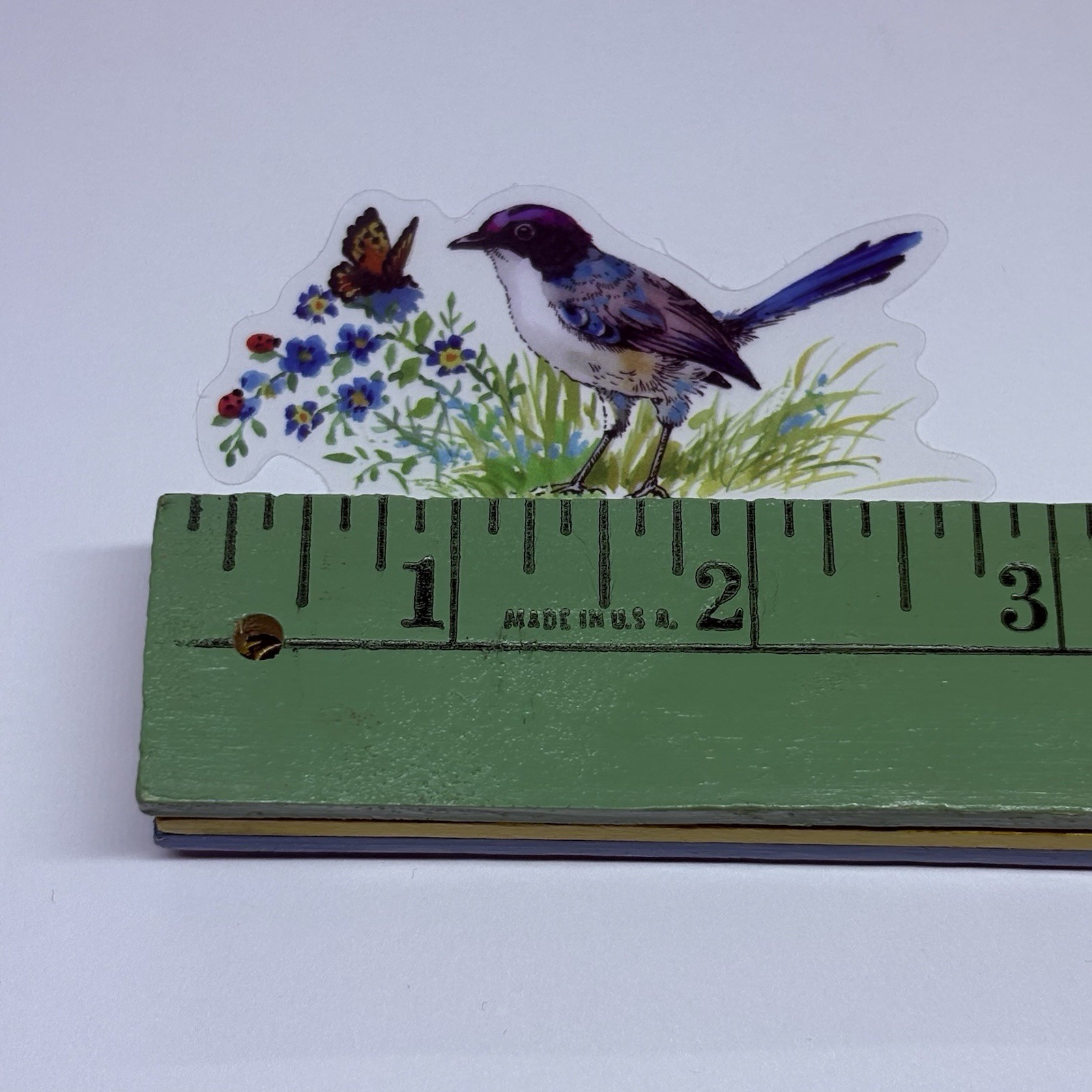 Bluebird & Butterfly Sticker Animal Art Transparent Journal Decal VinylTc6