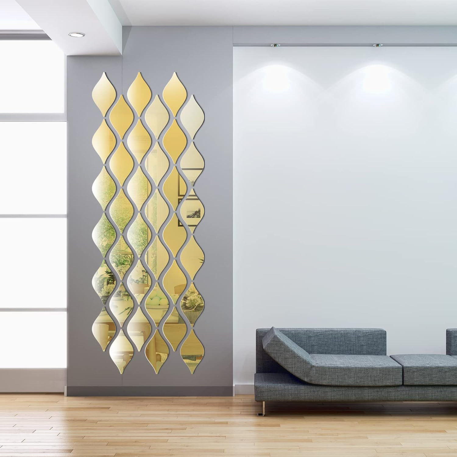 30 Pcs Mirror Wall Stickers Decor Acrylic 3D Tear Drop Decorative Mirrors Sti…