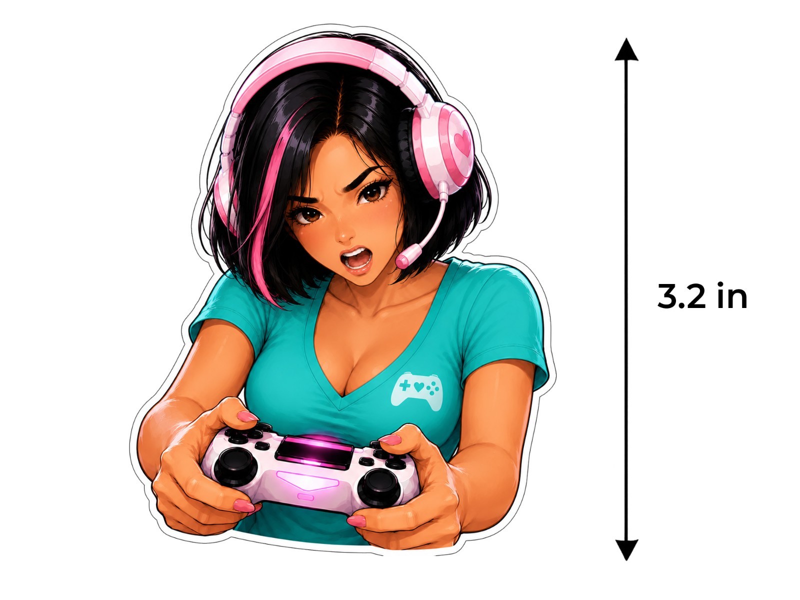 Gamer Girl Sticker Decal – Gamer Girl Controller Laptop Window Car 3.2″