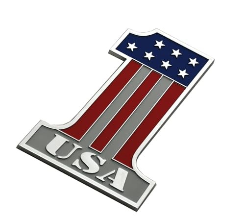 USA #1 Emblem American Flag Number One Badge United States Patriotic Chrome Red