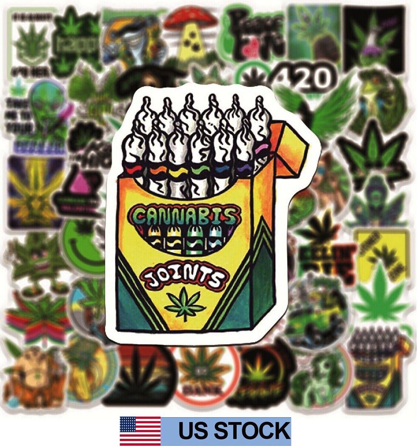 200pcs Weed Stickers 420 Funny cannabis Character Smoking Marijuana Hippie Decal