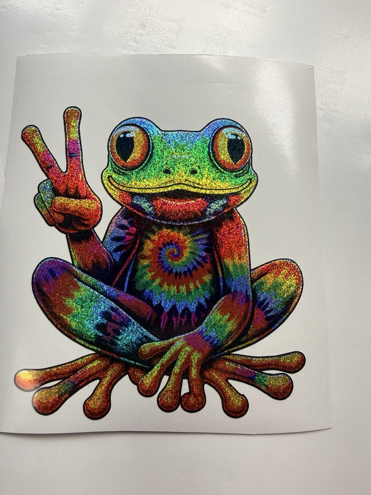 Psychedelic Peace Frog Holographic Tiny Sparkle Vinyl Decal
