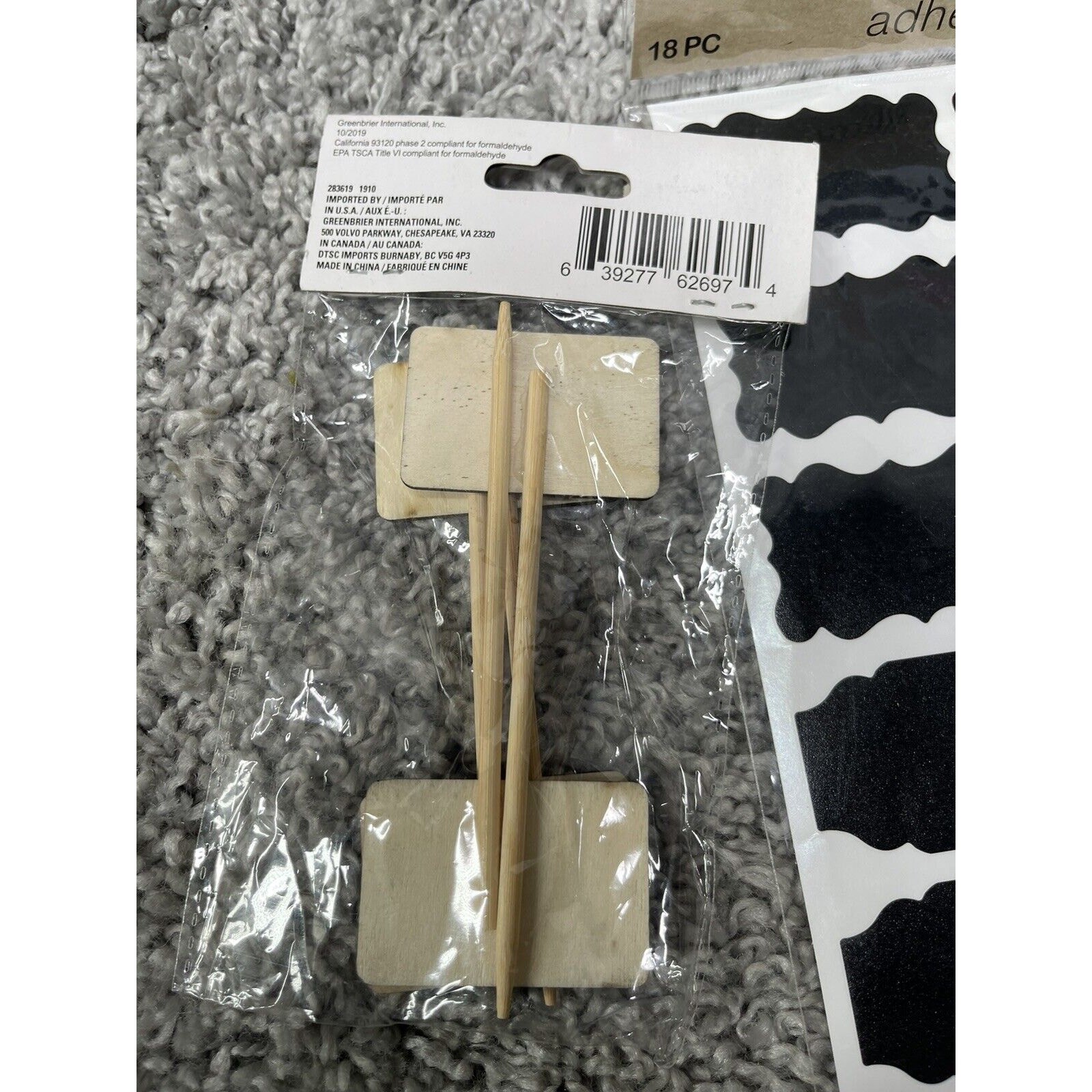 Chalk Board Label Stickers & Tags Clothespins Wood Stakes Bundle Set Small