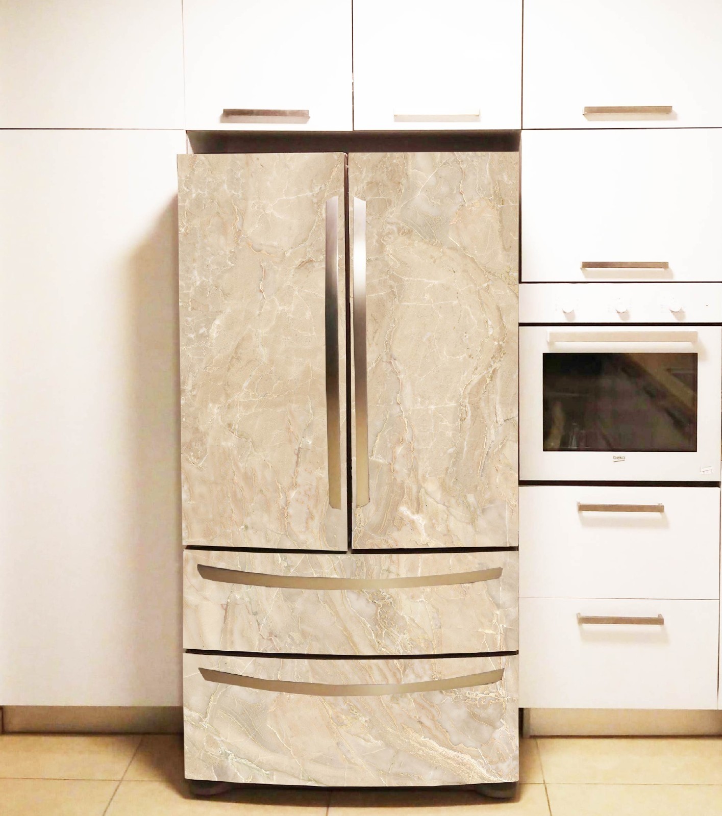 Marble Fridge Wrap Removable, Waterproof Appliance Cover