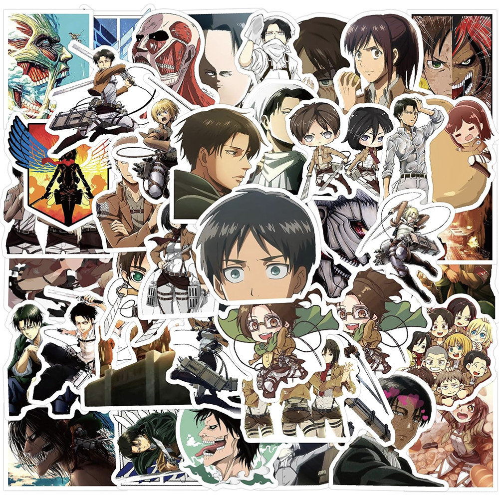 Attack on Titan Anime Sticker Pack – 50pc Waterproof Vinyl Decals Lot