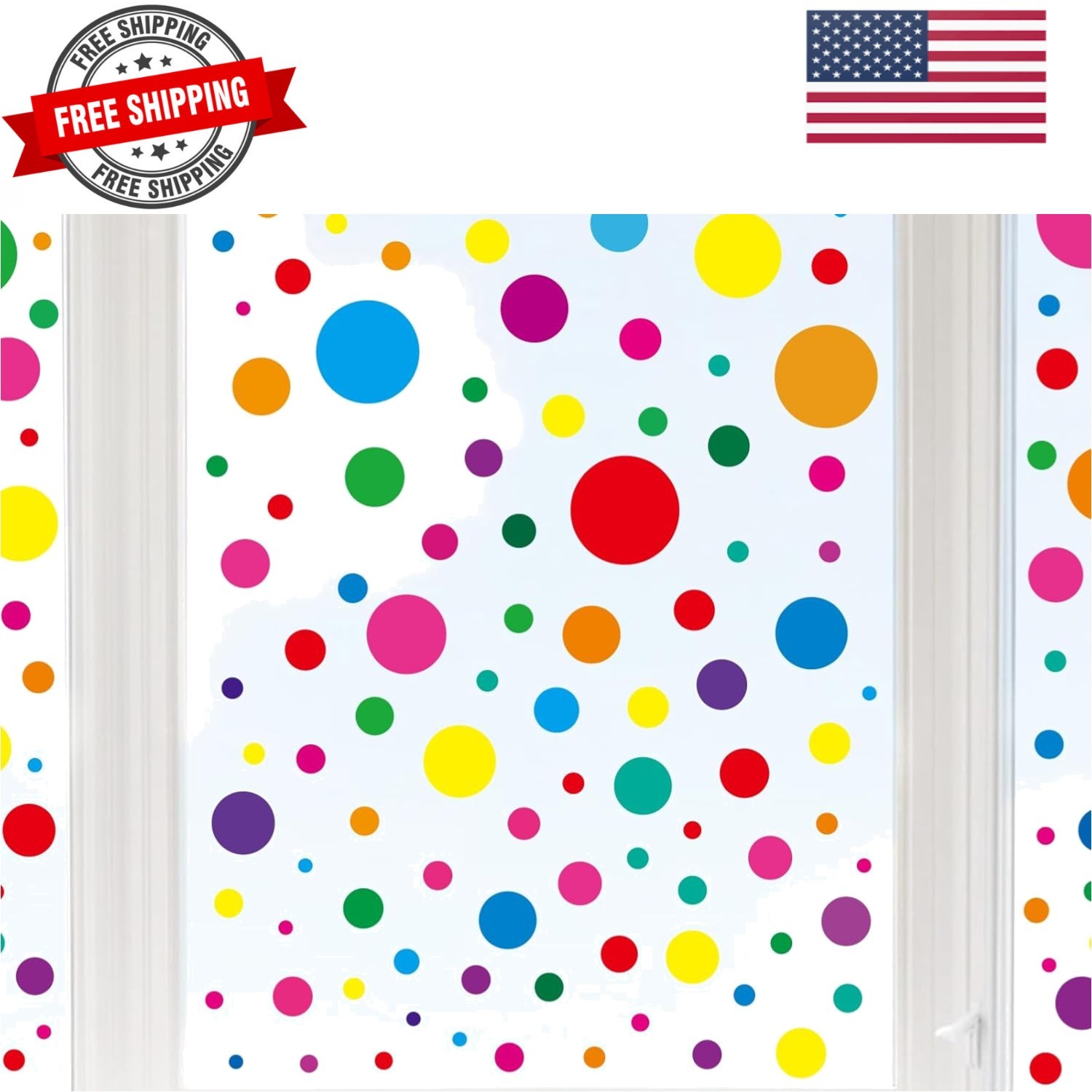 194 Pcs Colorful Polka Dots Window Clings Back to School Window Decals Double…