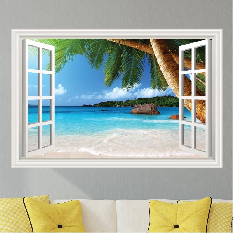 Beach Ocean Palm Trees #2 Wall Decal Sticker Graphic Art Mural – 4 Sizes