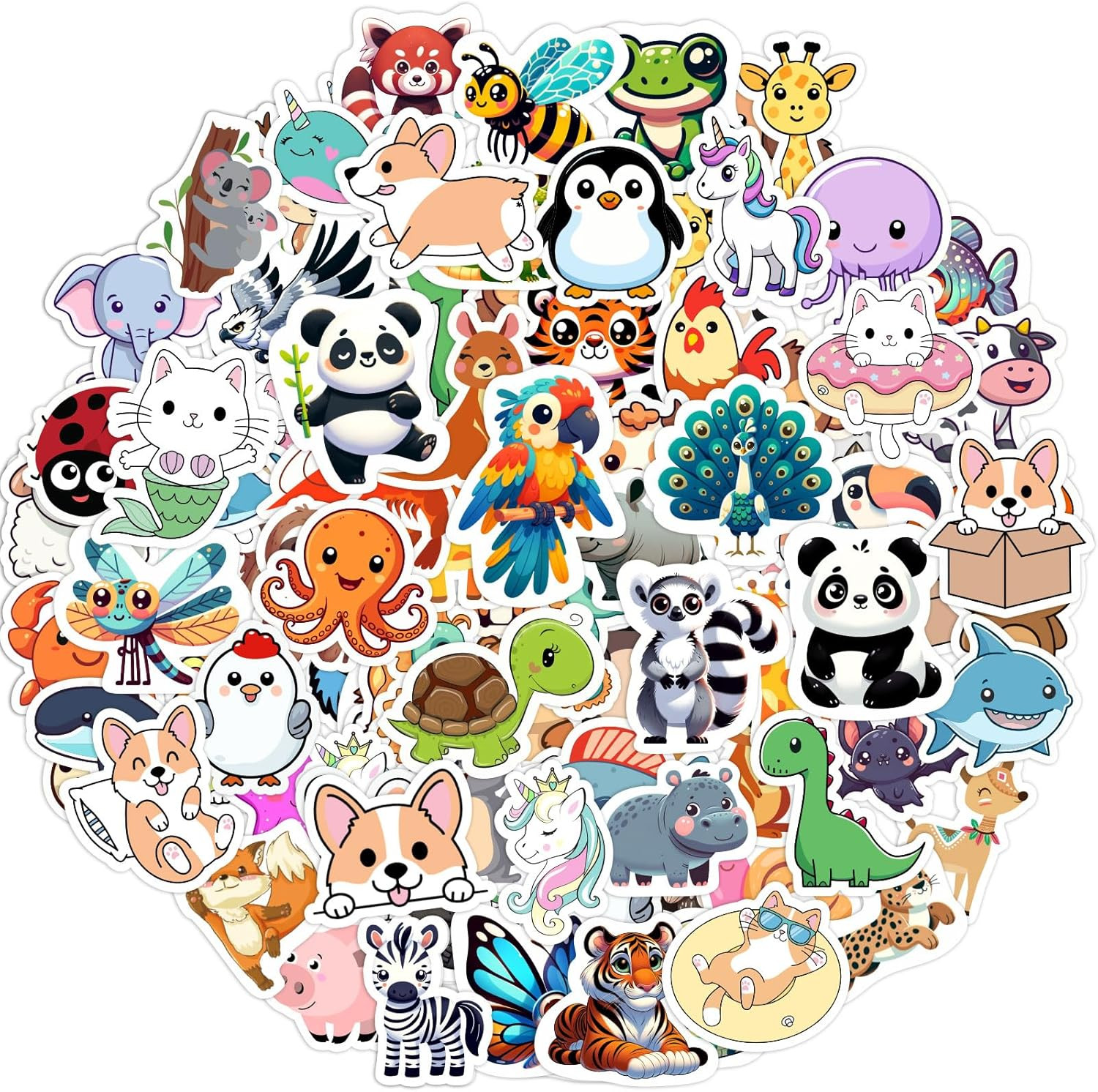 100 PCS Animal Stickers f Kids Vinyl Water Bottle Laptop Decals Classroom Prizes