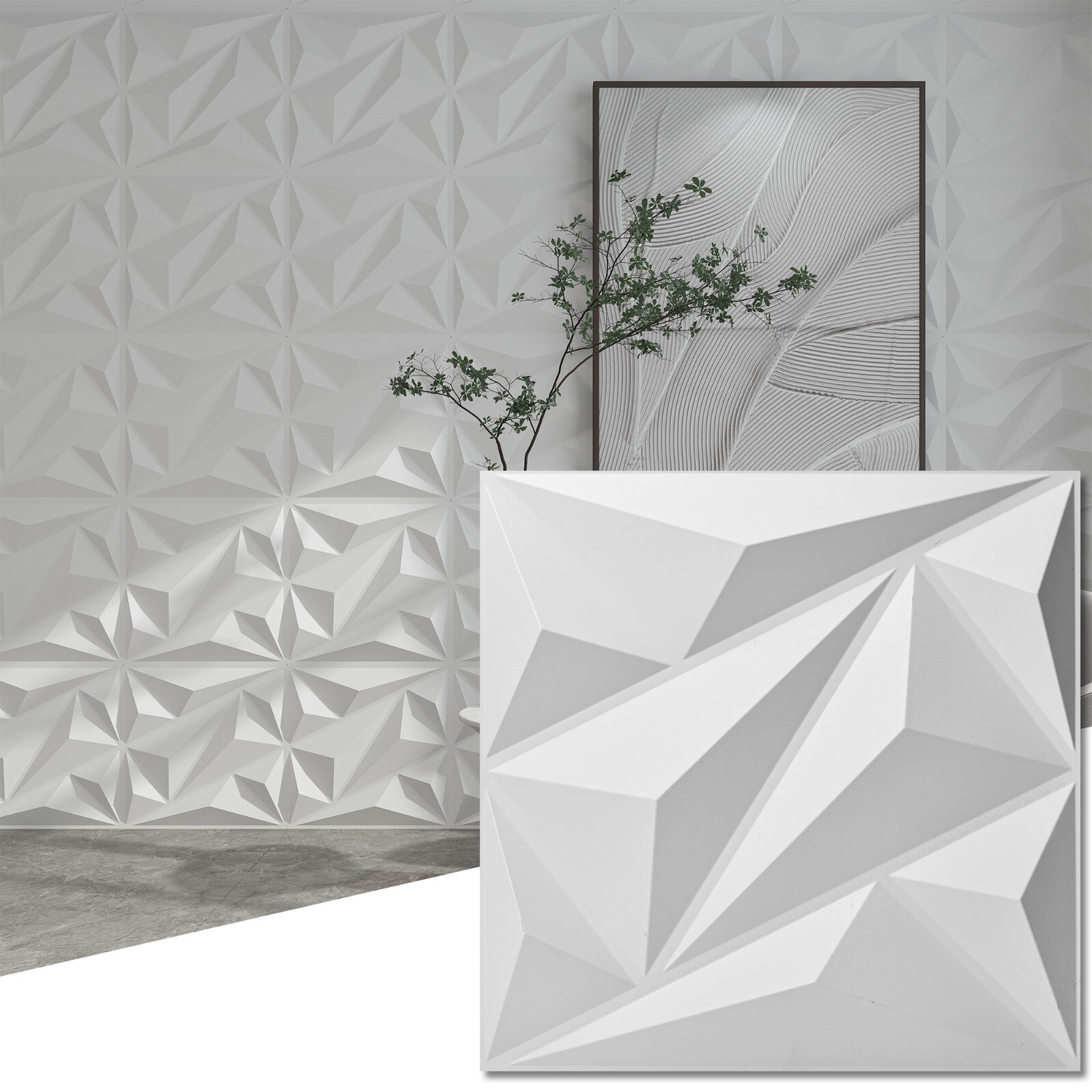 Art3d Dimensionally cut PVC ceiling and wall panels,12 pack or 33 pack