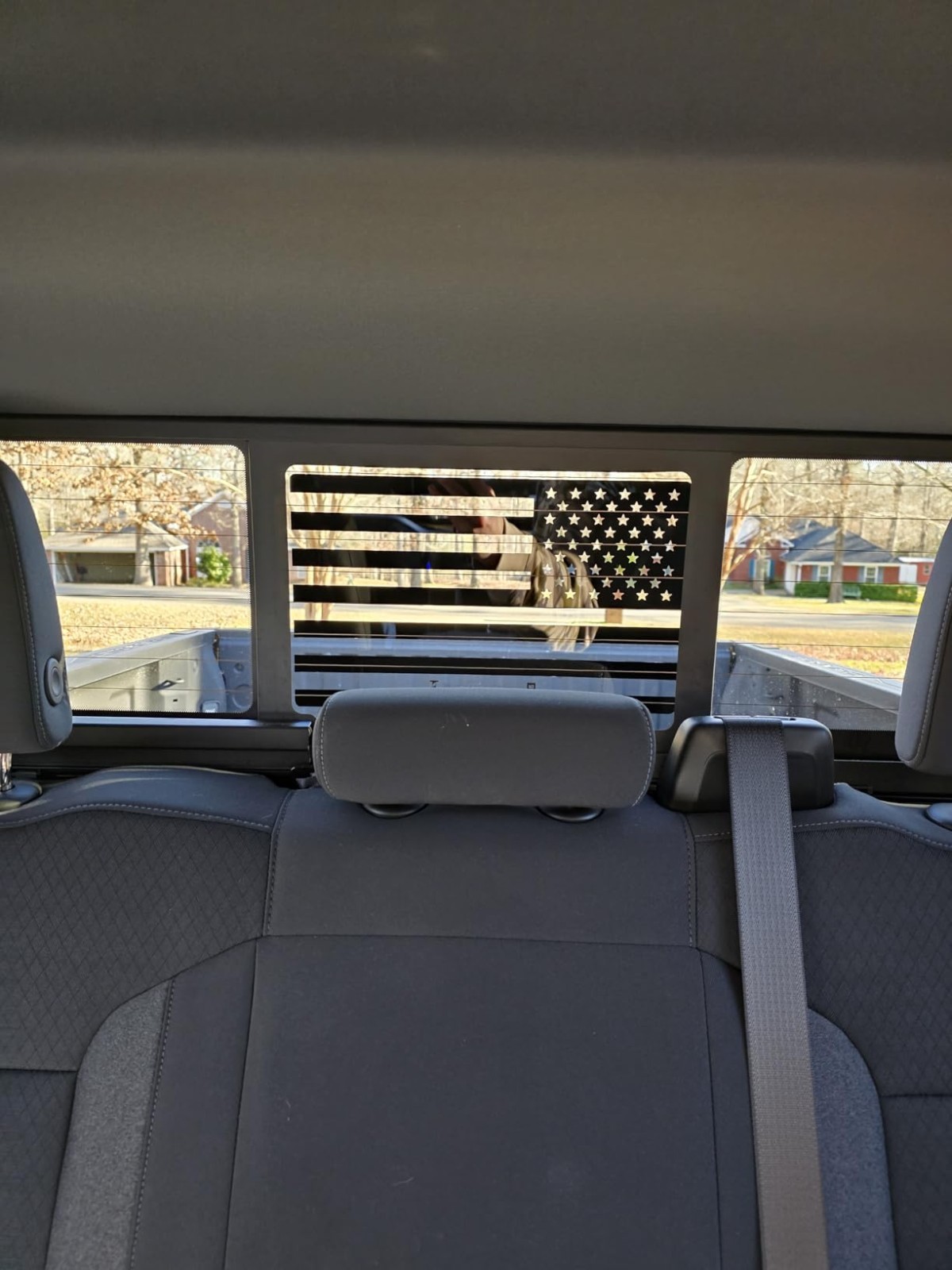 Rear Sliding Window Decal American Flag Vinyl Matte Black Truck 1 PC Fit New USA