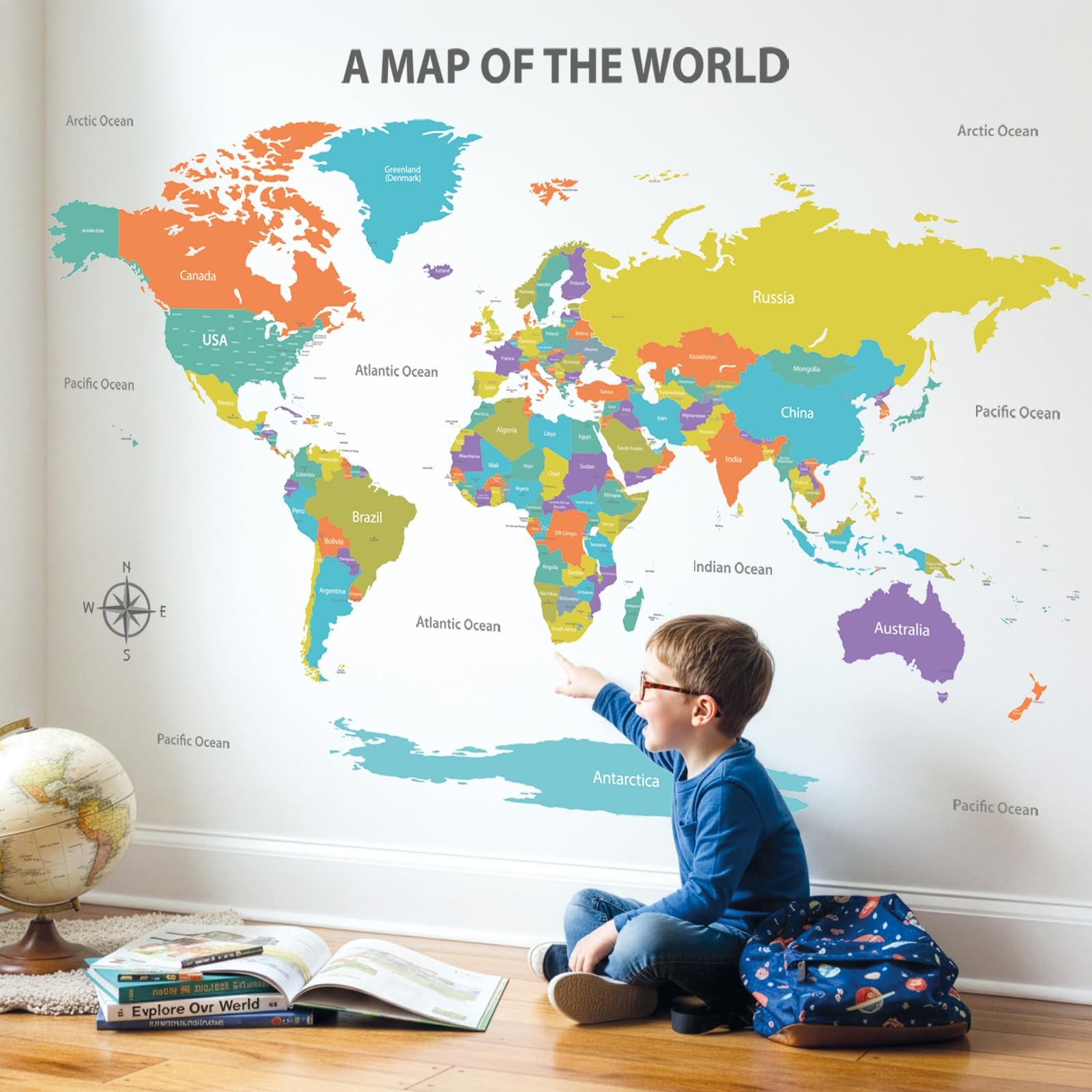 DL3-2302 Colourful World Wall Stickers Decals Poster Art Board Tapestry décor…